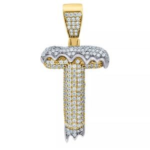 925 STERLING SILVER BUBBLE LETTER “T" PENDANT